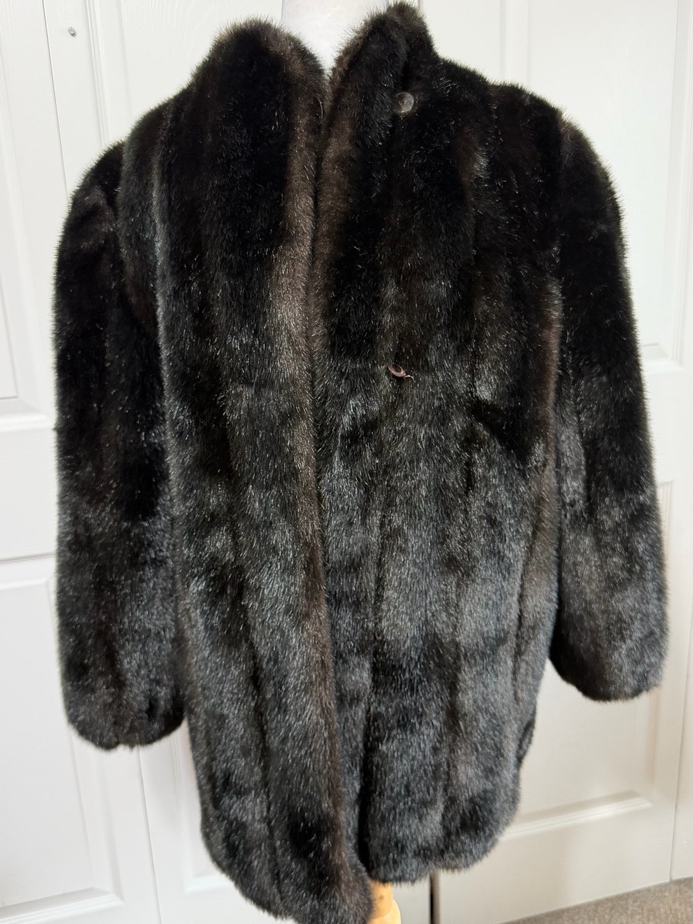 Women’s Faux Fur Mink Look Coat Dark Brown USA Size 12 Medium